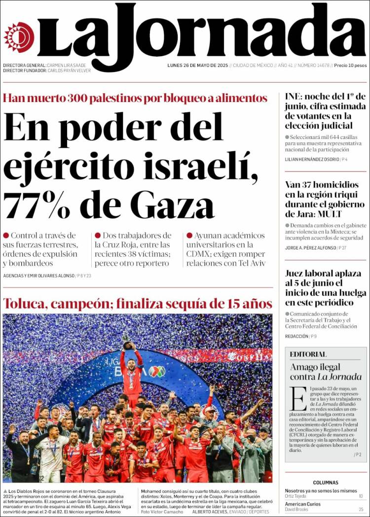 Portada de La Jornada (Mexico)