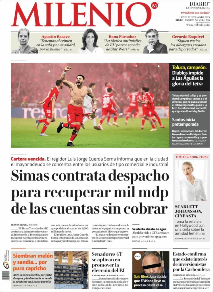 Portada de Milenio - Laguna (Mexico)