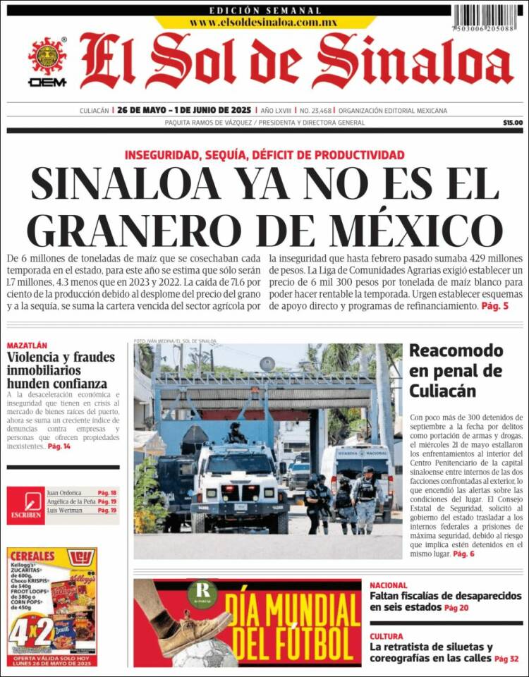 Portada de El Sol de Sinaloa (Mexico)
