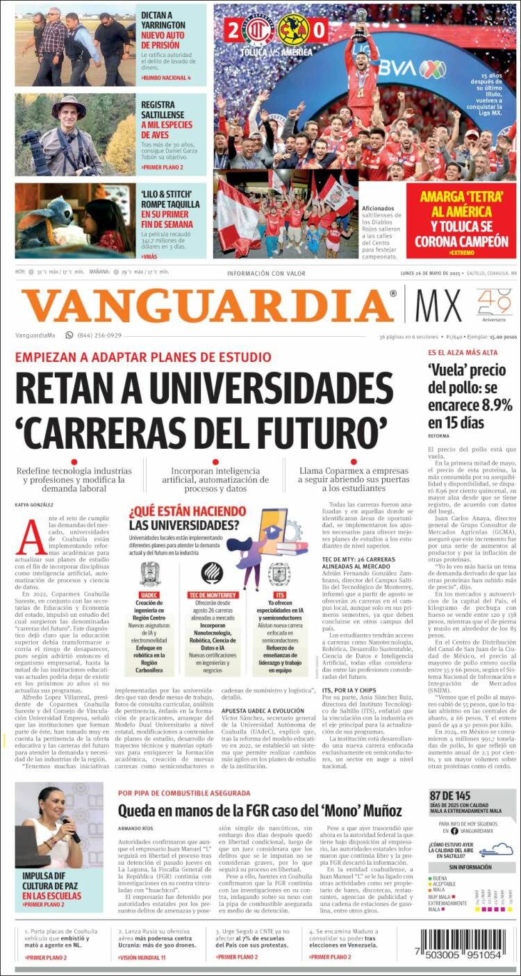 Portada de Vanguardia (Mexico)
