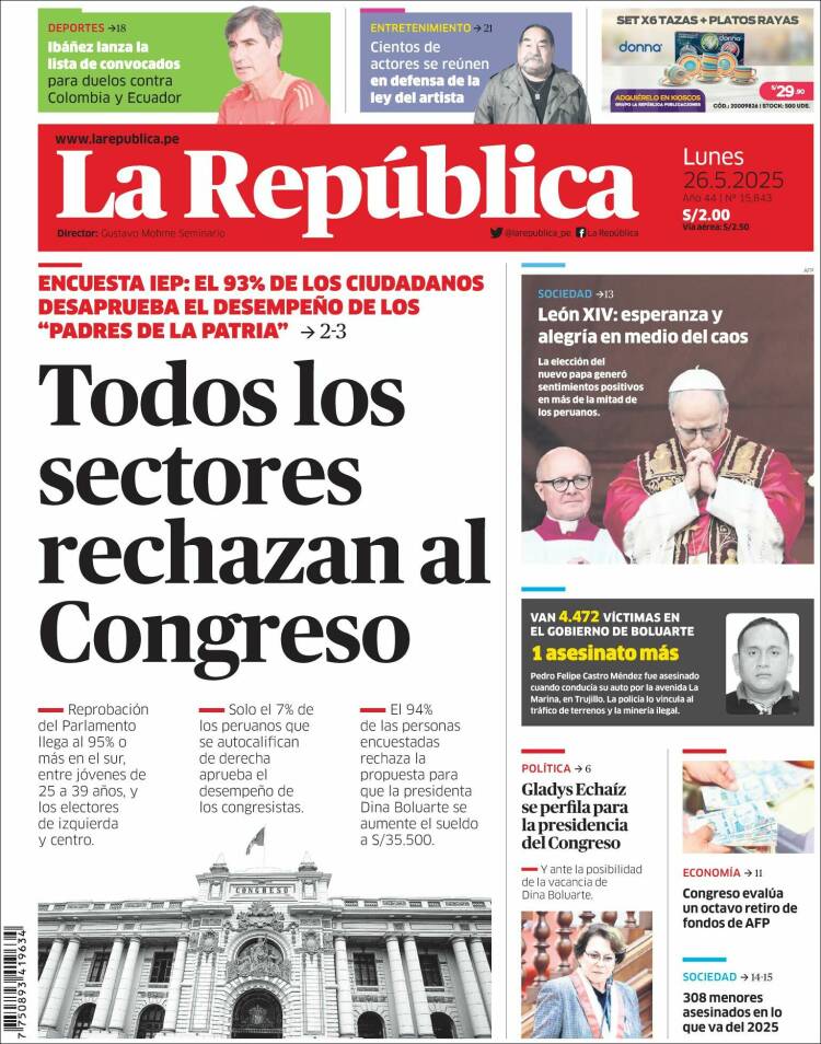 Portada de La Republica (Peru)