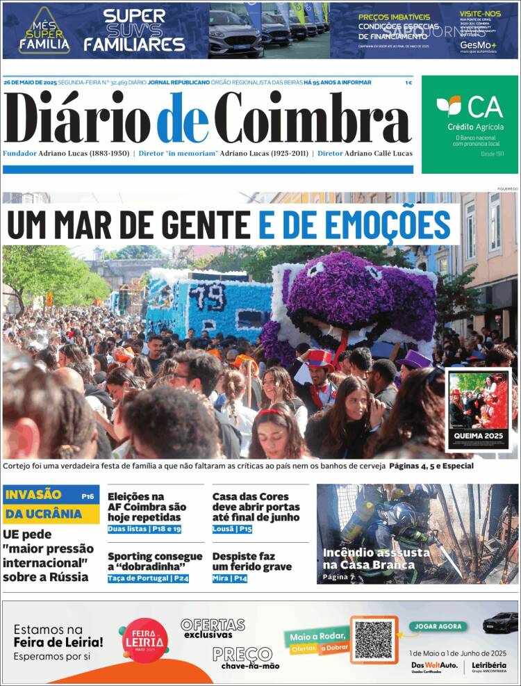 Portada de Diário de Coimbra (Portugal)