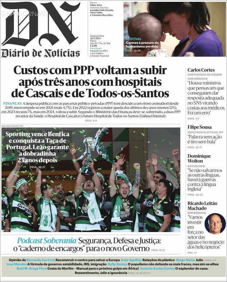 Portada de Diário de Noticias (Portugal)
