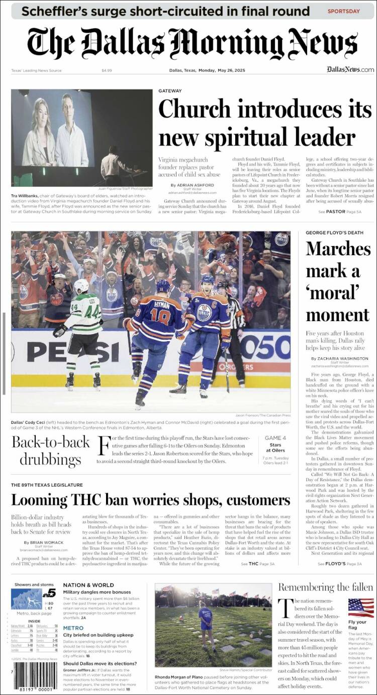 Portada de Dallas Morning News (USA)