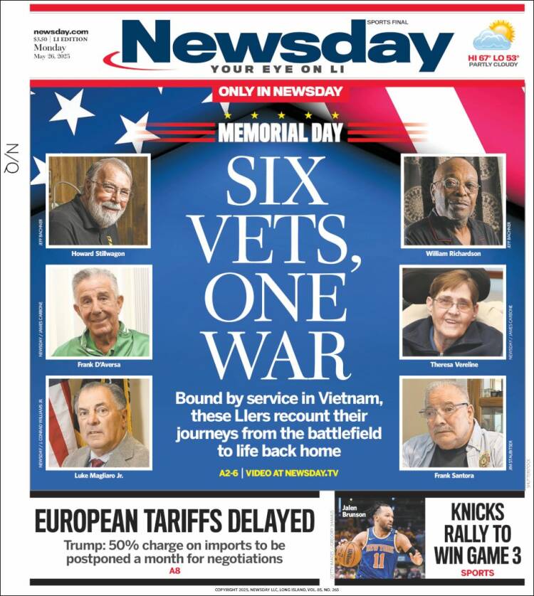 Portada de Newsday (USA)