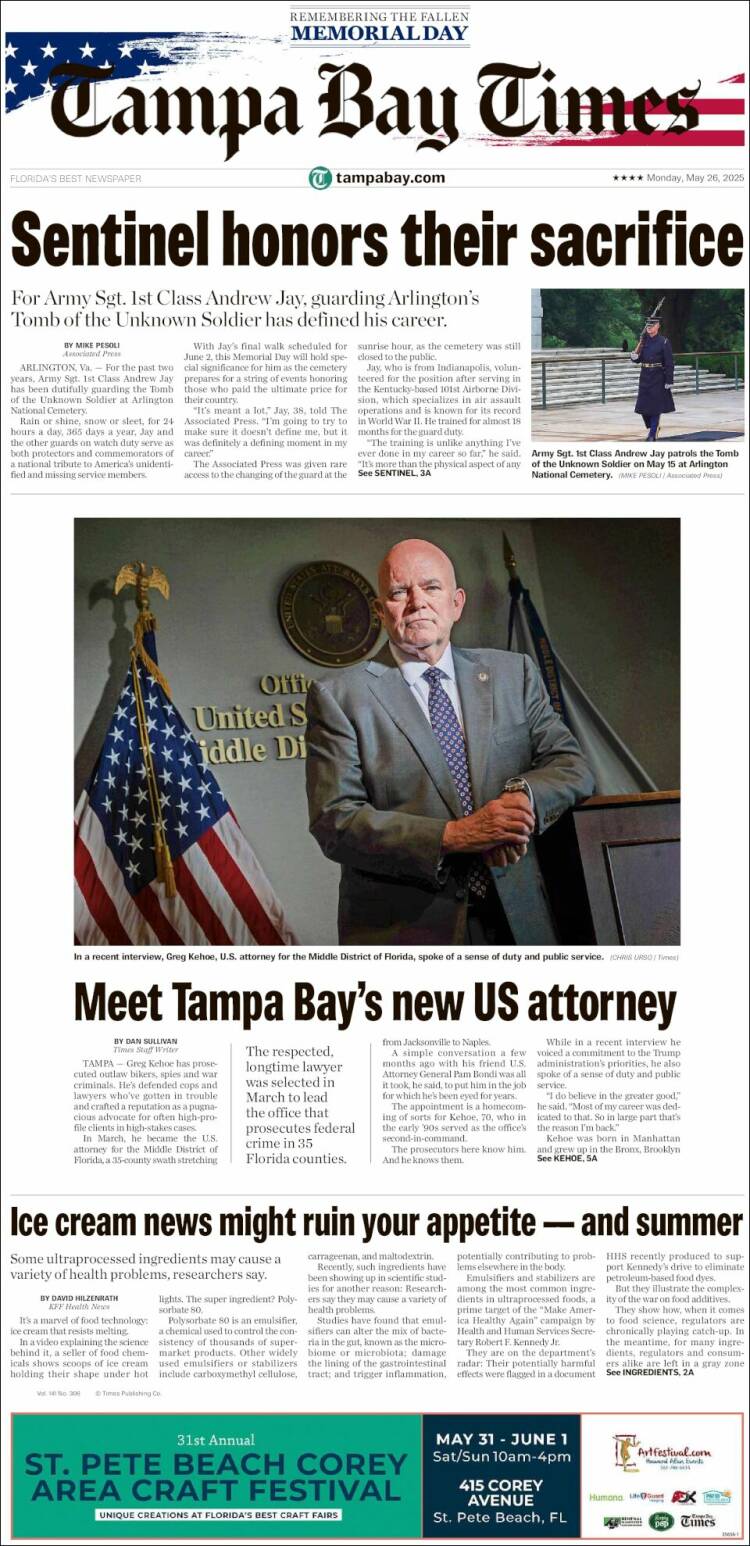Portada de Tampa Bay Times (USA)