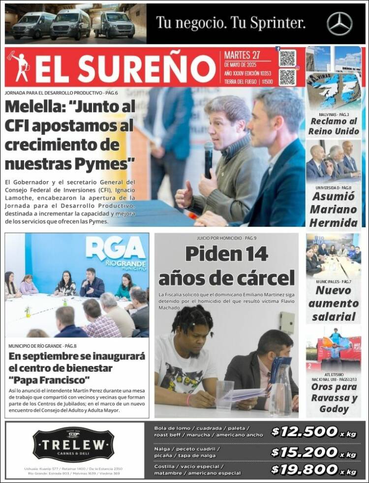 Portada de Diario El Sureño (Argentina)