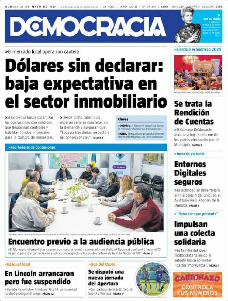 Portada de Diario Democracia (Argentina)