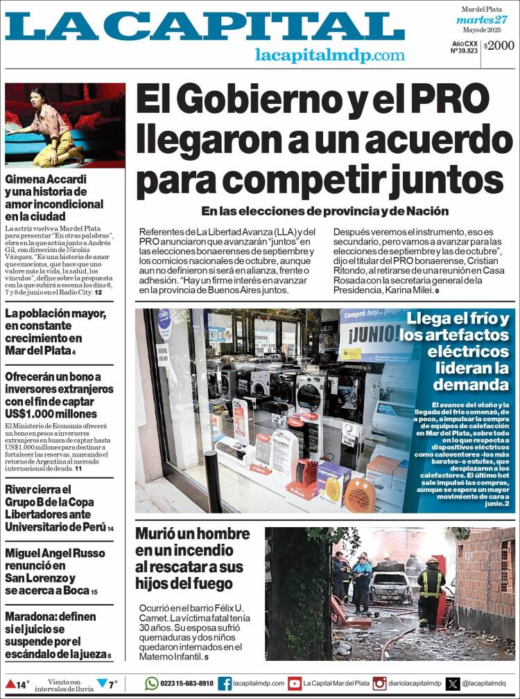 Portada de Diario La Capital - Mar del Plata (Argentina)