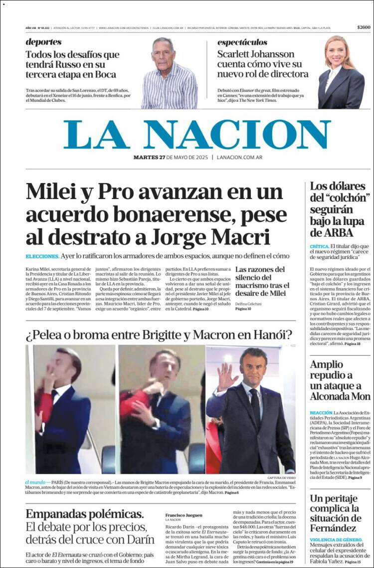 Portada de La Nación (Argentina)