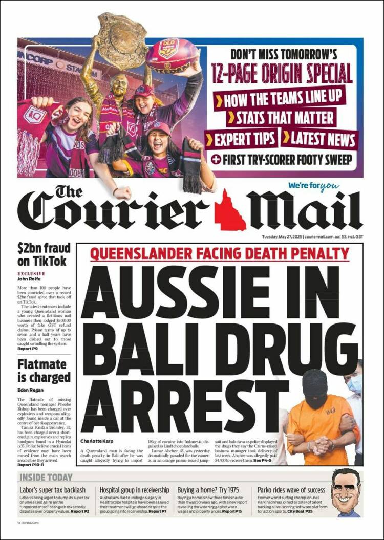 Portada de The Courier-Mail (Australia)