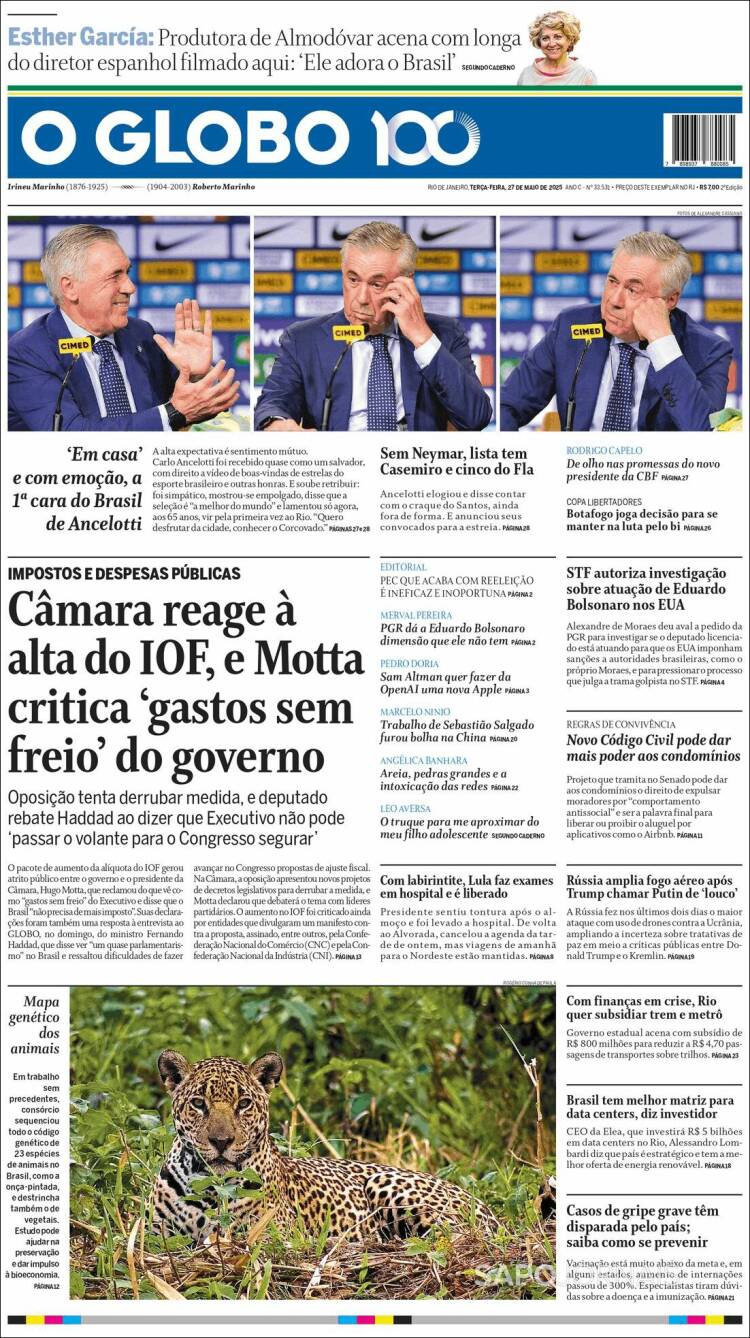 Portada de O Globo (Brasil)