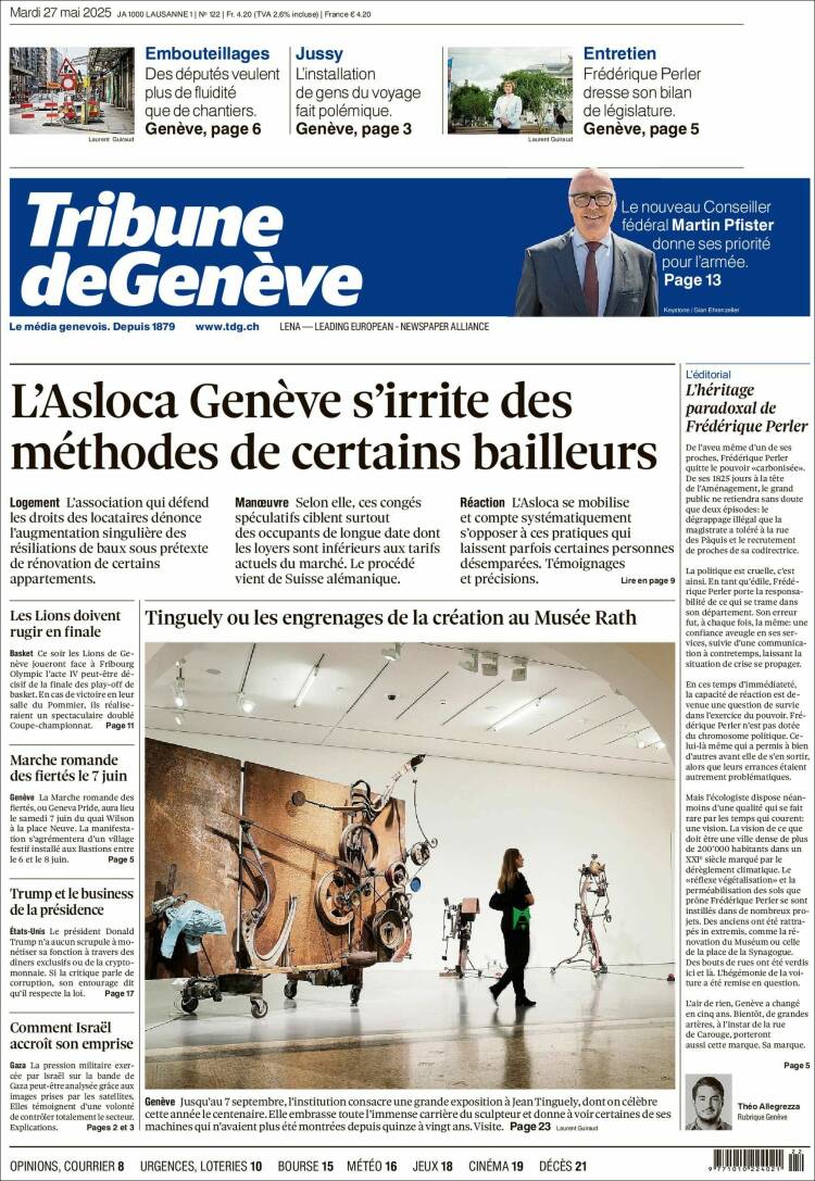 Portada de La Tribune de Genève (Switzerland)
