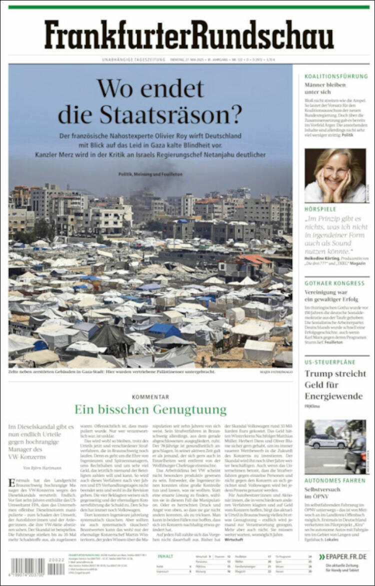 Portada de Frankfurter Rundschau (Germany)