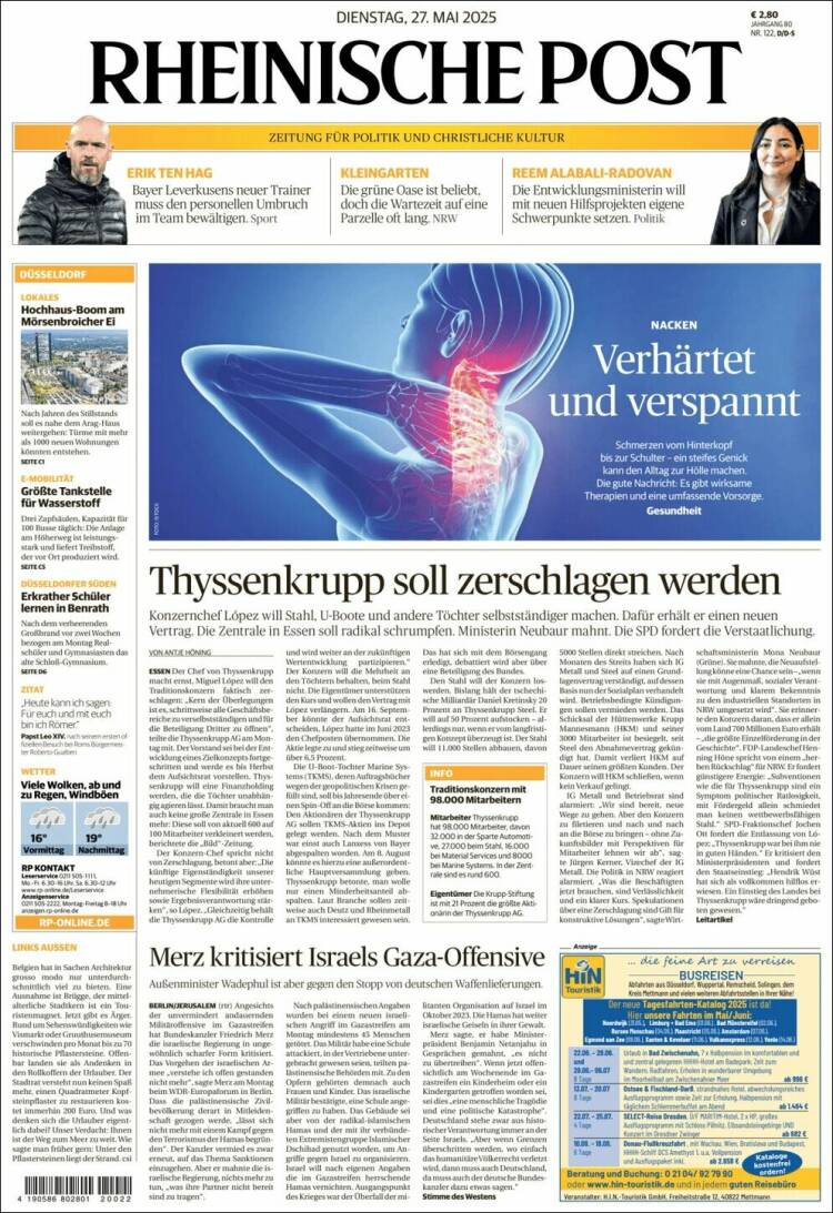 Portada de Rheinische Post (Alemania)