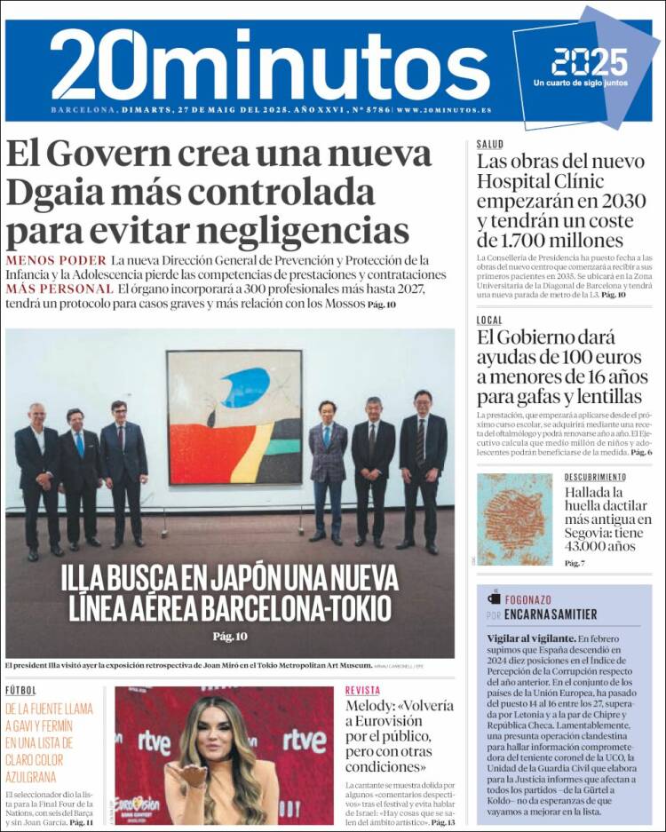 Portada de 20 Minutos - Barcelona (España)