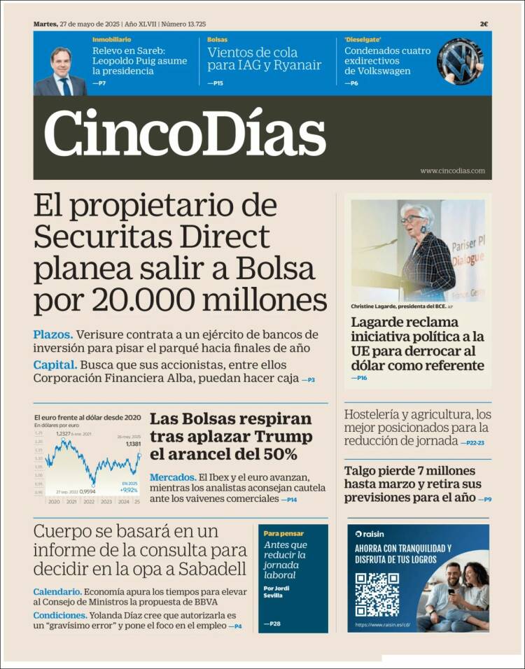 Portada de Cinco Días (Spain)