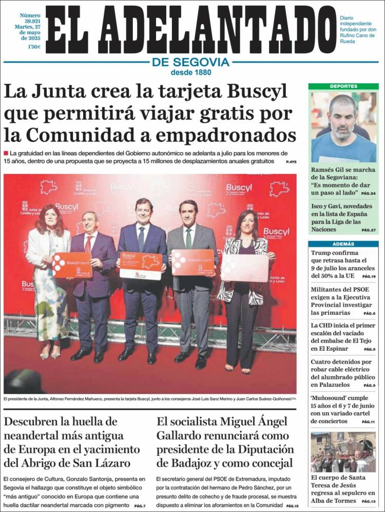 Portada de El Adelantado de Segovia (España)