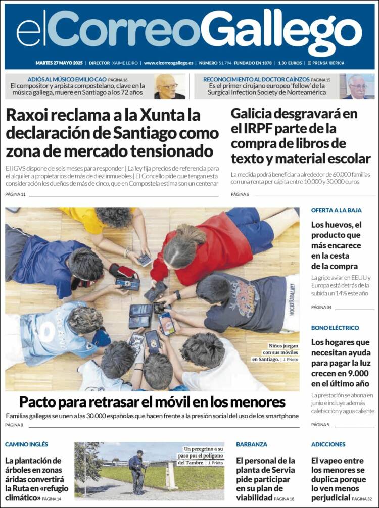 Portada de El Correo Gallego (España)