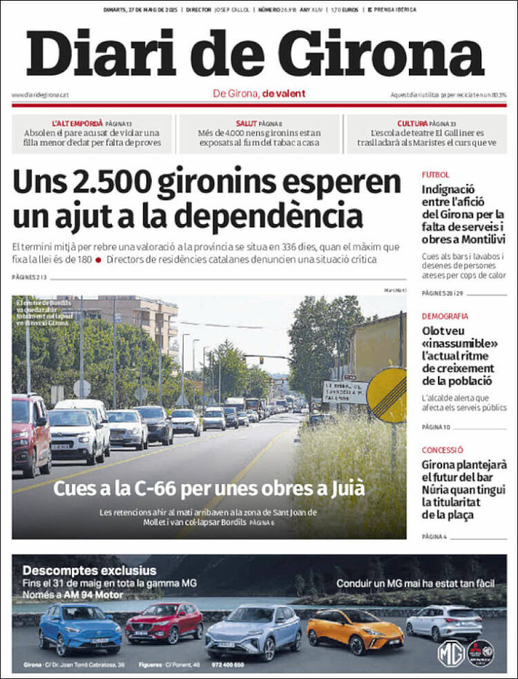 Portada de Diari de Girona (España)