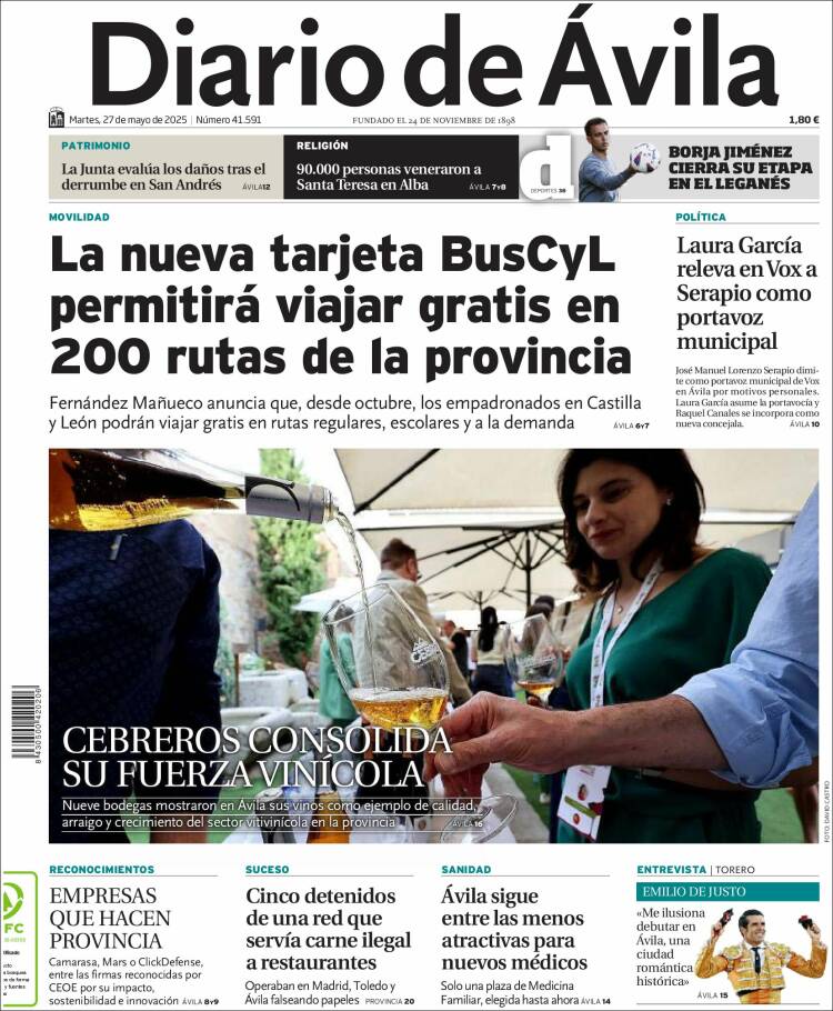 Portada de Diario de Ávila (España)