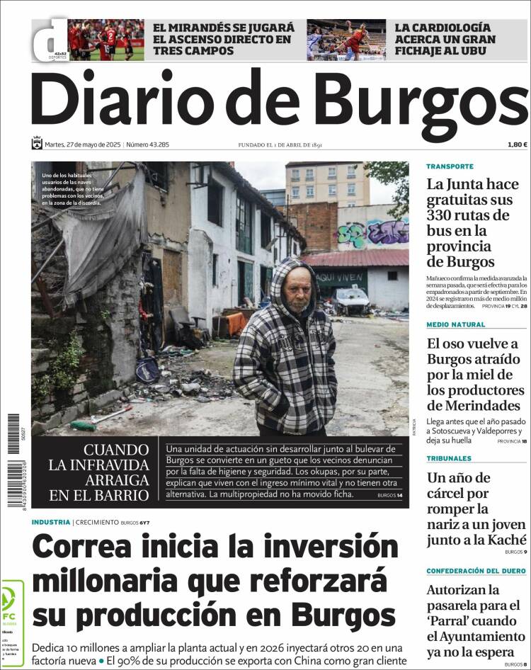 Portada de Diario de Burgos (España)