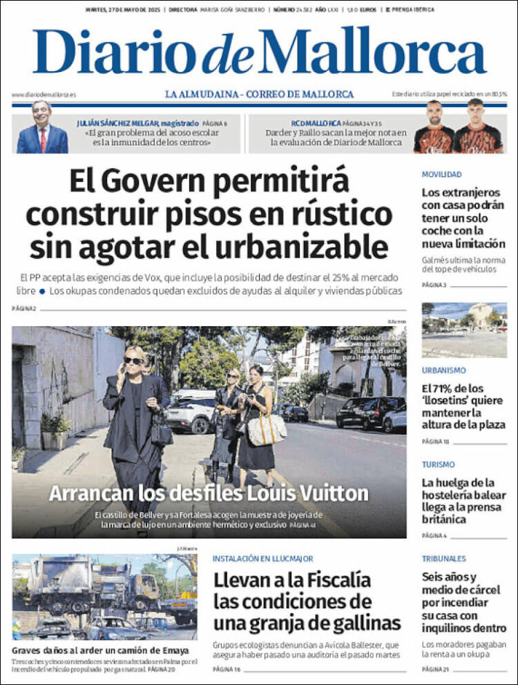 Portada de Diario de Mallorca (España)