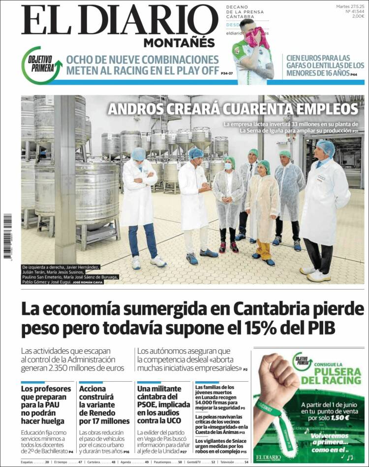 Portada de El Diario Montañés (España)