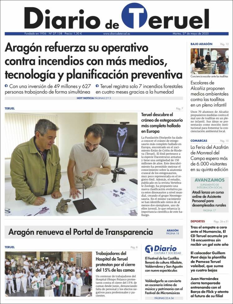Portada de Diario de Teruel (Spain)