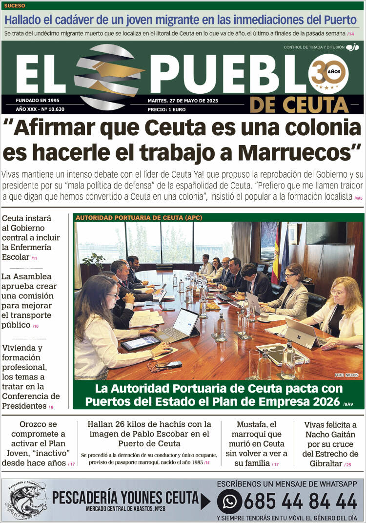 Portada de El Pueblo de Ceuta (España)