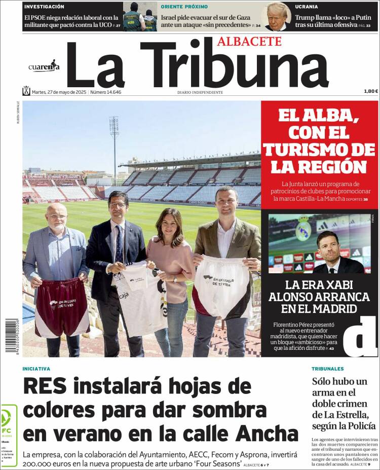 Portada de La Tribuna de Albacete (España)