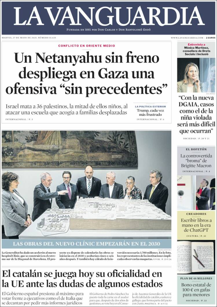 Portada de La Vanguardia (España)