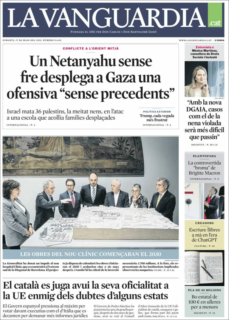 Portada de La Vanguardia (España)