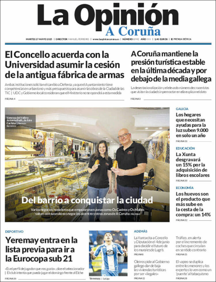 Portada de La Opinión de A Coruña (España)