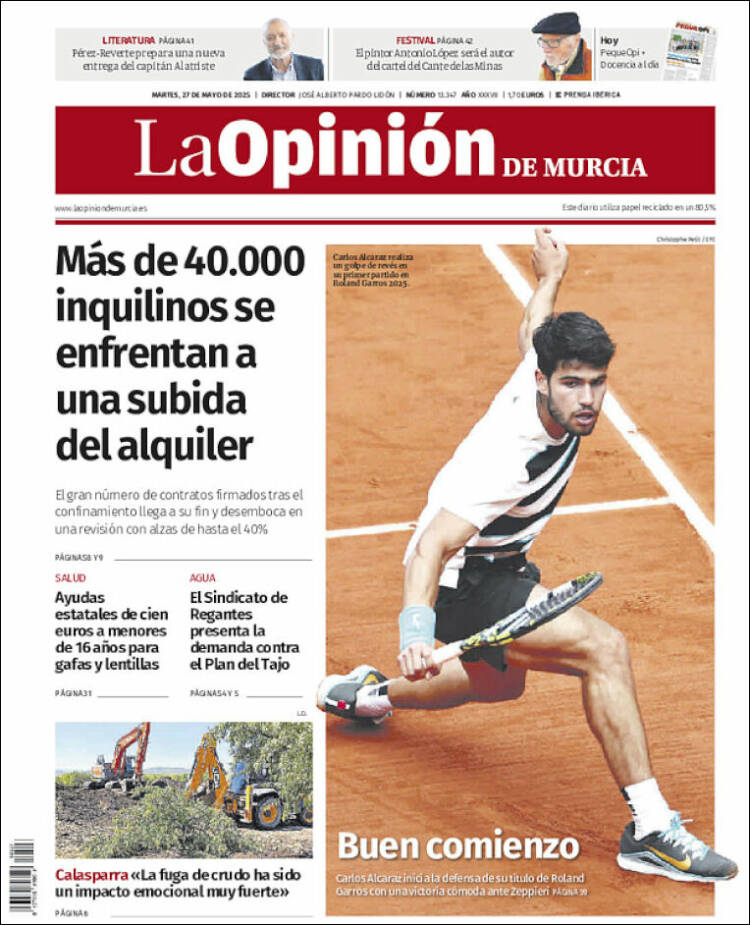 Portada de La Opinión de Murcia (España)