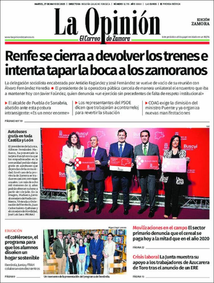 Portada de La Opinión - El Correo de Zamora (España)