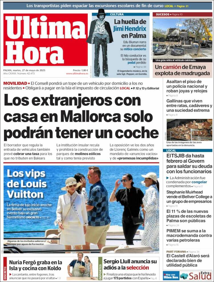 Portada de Última Hora (España)