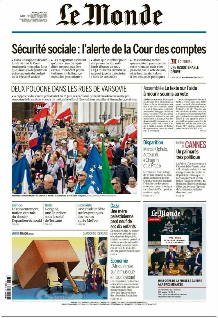 Portada de Le Monde (France)