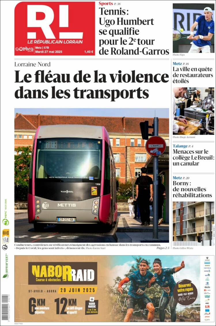 Portada de Le Republicain Lorrain (France)