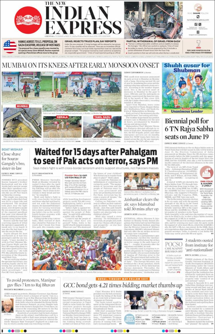 Portada de New Indian Express (India)