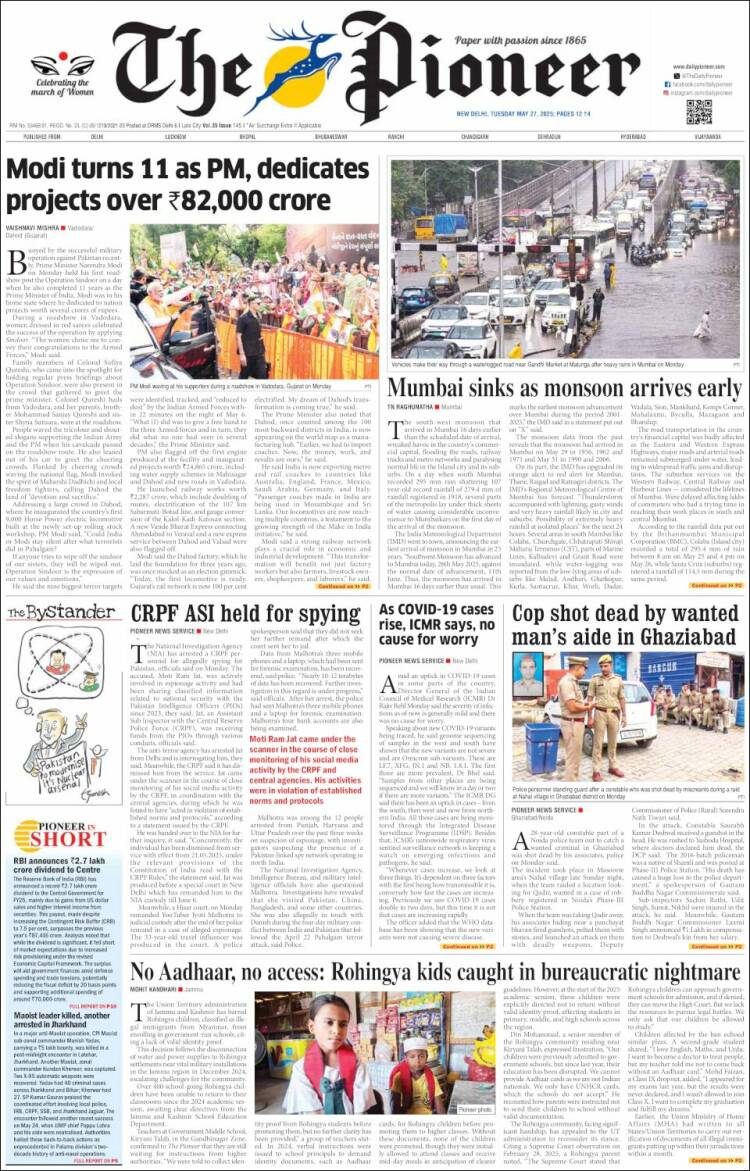 Portada de The Pioneer (India)