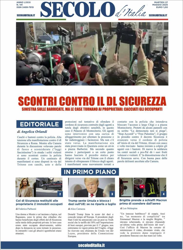 Portada de Secolo d'Italia (Italia)