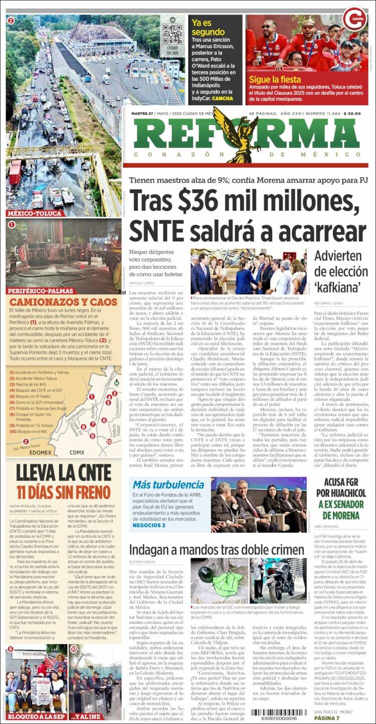 Portada de Reforma (México)