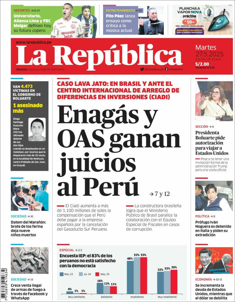 Portada de La Republica (Peru)