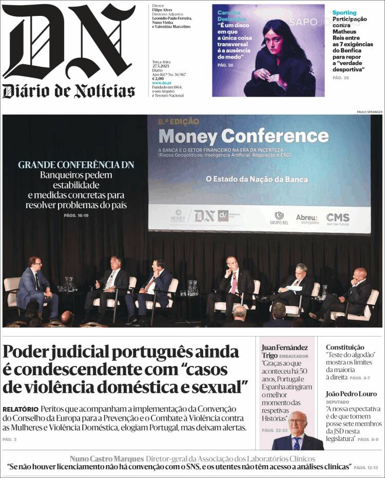 Portada de Diário de Noticias (Portugal)