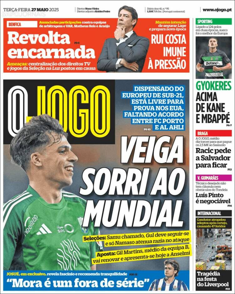 Portada de O Jogo (Portugal)
