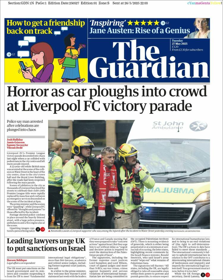 Portada de The Guardian (United Kingdom)