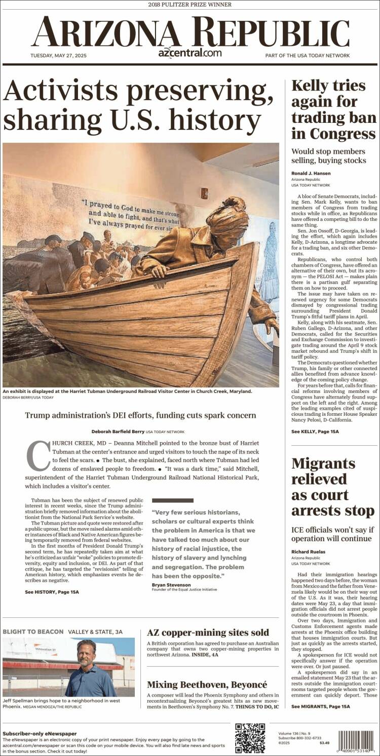 Portada de Arizona Republic News (USA)