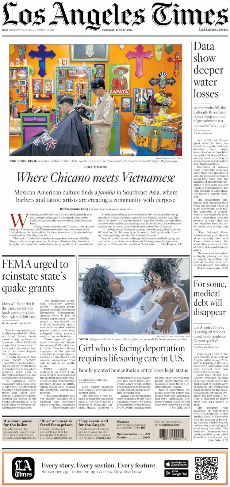 Portada de Los Angeles Times (USA)