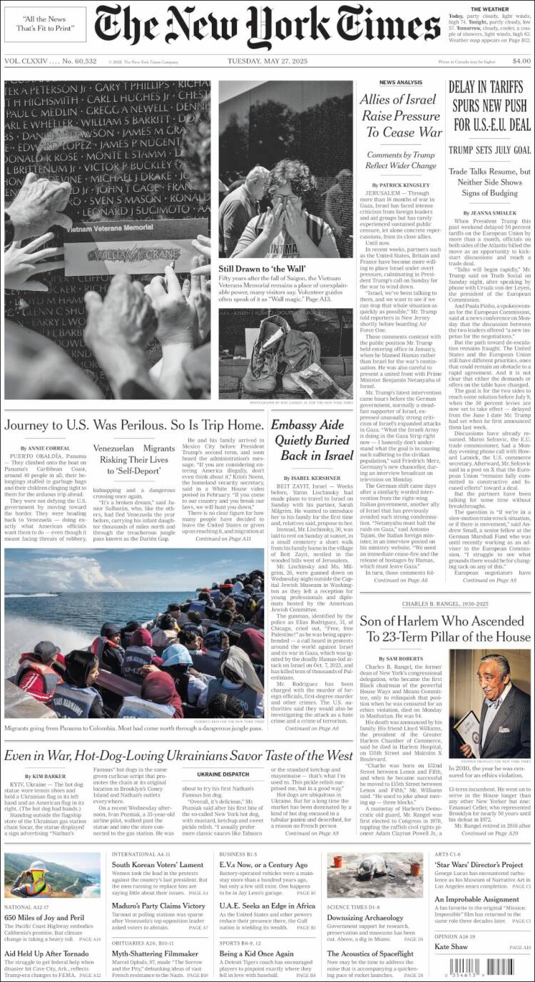 Portada de New York Times (USA)